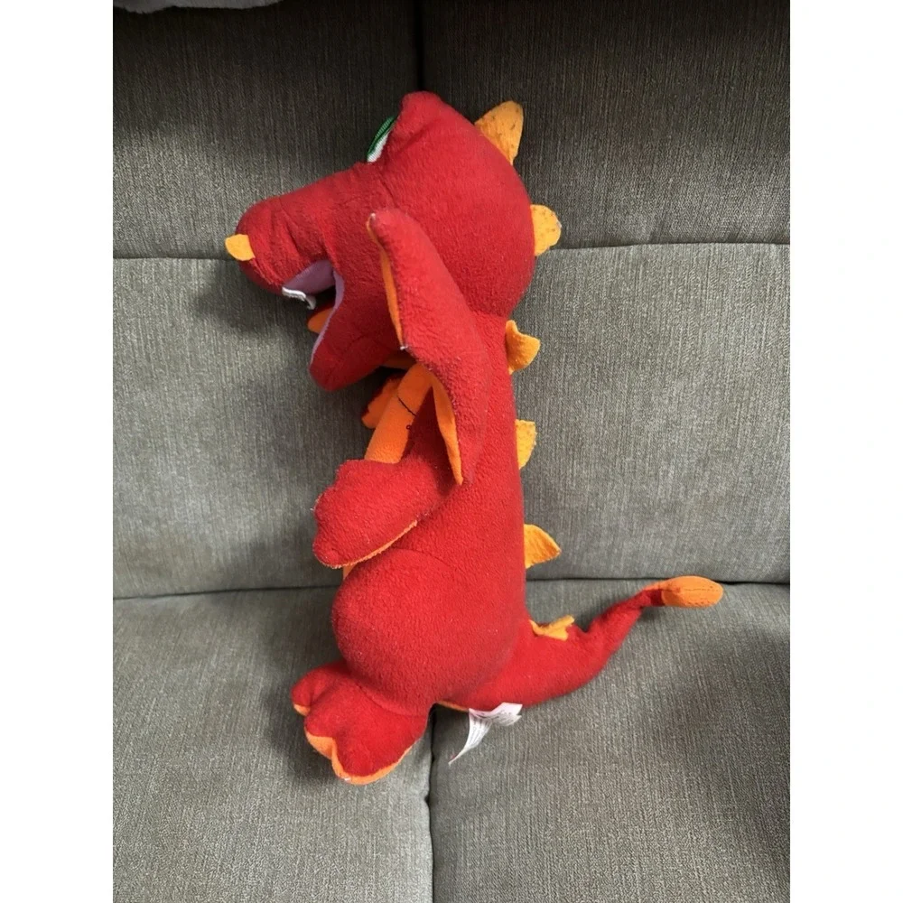 Red And Orange plush winged dragon Toy Factory details large green eyes
